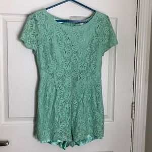 Teal Floral Romper/Jumpsuit